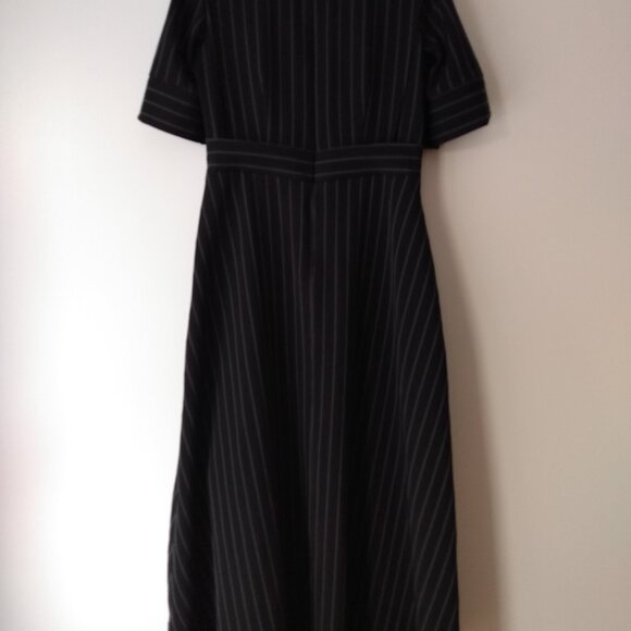 Striped Mennonite Cape Dress 36"B 30.5"W Modest Black White Pinstripe - Picture 9 of 10
